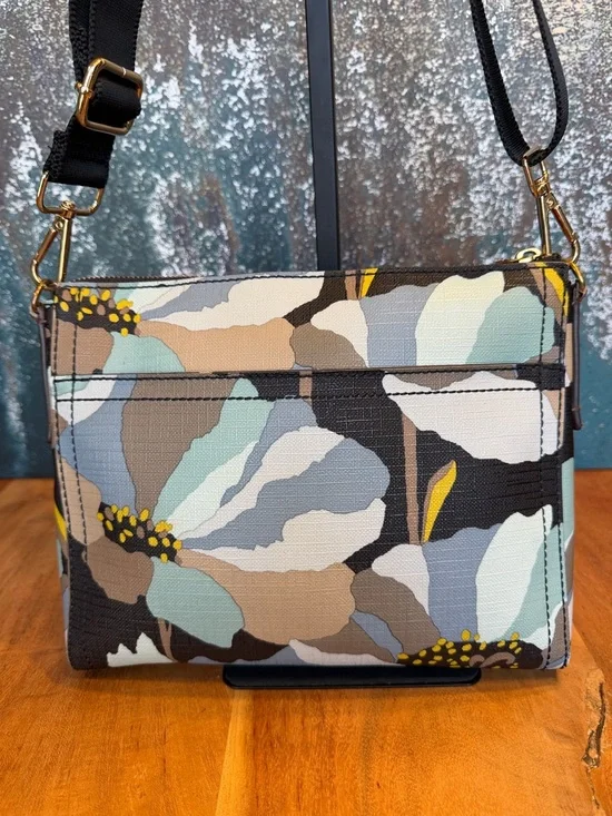 Fossil Boho Floral Coated Canvas Crossbody Bag Brown/Blue Gold (GUC) - Picture 12 of 17